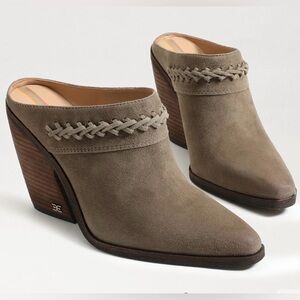 SAM EDELMAN ALISON BRAIDED WESTERN LEATHER MULE-DESSERT OLIVE-Women’s Size 8
